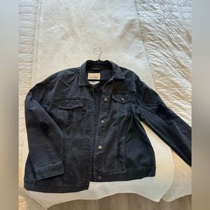 Women’s black distressed jean jacket